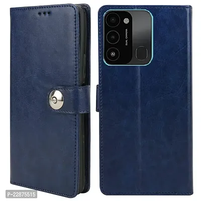 Fastship Cover Tecno Spark 9 Flip Cover  Wallet Stylish Button Magnetic Closure Book Cover Leather Flip Case for Tecno Spark 9  Blue-thumb2