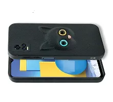 Coverage Coloured 3D POPUP Billy Eye Effect Kitty Cat Eyes Leather Rubber Back Cover for Vivo V20  Pitch Black-thumb1