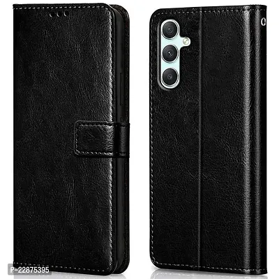 Fastship Case Vintage Magnatic Closer Leather Flip Cover for Samsung M14 5G  SM M146B  Venom Black-thumb0