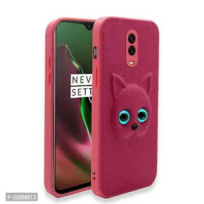 Coverage Coloured 3D POPUP Billy Eye Effect Kitty Cat Eyes Leather Rubber Back Cover for OnePlus 6T  Baby Pink-thumb2