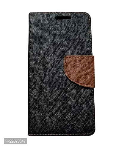 Coverage Imported Canvas Cloth Smooth Flip Cover for Samsung A20  SM A205F Inside TPU  Inbuilt Stand  Wallet Style Back Cover Case  Stylish Mercury Magnetic Closure  Black Brown