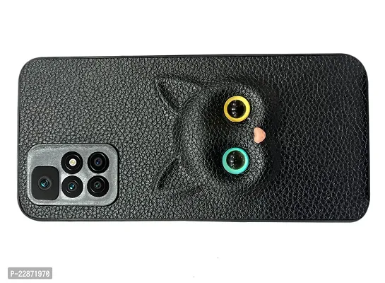 Fastship Colour Eye Cat Soft Kitty Case Back Cover for Redmi 10 Prime  Faux Leather Finish 3D Pattern Cat Eyes Case Back Cover Case for Mi Redmi 10Prime  Black-thumb2