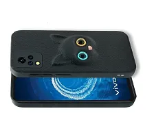 Coverage Coloured 3D POPUP Billy Eye Effect Kitty Cat Eyes Leather Rubber Back Cover for Vivo V21 5G  Pitch Black-thumb1