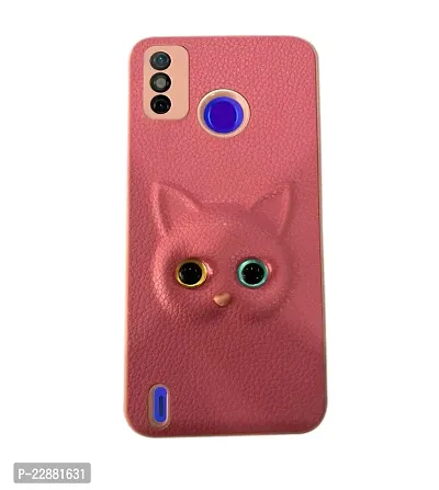 Coverage Colour Eye Cat Soft Kitty Case Back Cover for Tecno Spark 6 Go  Faux Leather Finish 3D Pattern Cat Eyes Case Back Cover Case for Tecno KE5K  Spark 6Go  Pink