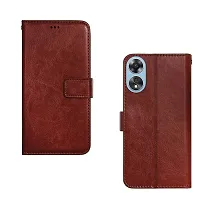 Fastship Leather Finish Inside TPU Wallet Stand Magnetic Closure Flip Cover for Oppo A58 5G  Executive Brown-thumb1