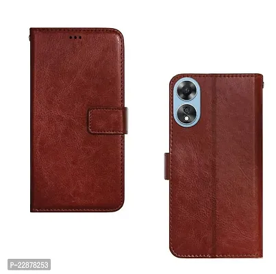 Fastship Leather Finish Inside TPU Wallet Stand Magnetic Closure Flip Cover for Oppo A58 5G  Executive Brown-thumb2