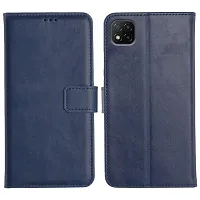 Fastship Vintage Magnatic Closer Leather Flip Cover for Poco MZB07RLIN  Poco C 3  Navy Blue-thumb1