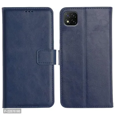 Fastship Vintage Magnatic Closer Leather Flip Cover for Poco MZB07RLIN  Poco C 3  Navy Blue-thumb2