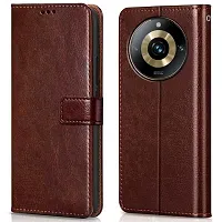 Fastship Case Leather Finish Inside TPU Wallet Stand Magnetic Closure Flip Cover for Realme 11 Pro 5G  Executive Brown-thumb1