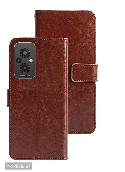 Fastship New Vintage Magnatic Closer Leather Flip Cover for Mi REDMI 11Prime 4G  Executive Brown-thumb2