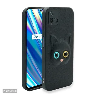 Fastship Colour Eye Cat Soft Kitty Case Back Cover for vivo Y21E  Faux Leather Finish 3D Pattern Cat Eyes Case Back Cover Case for Vivo V2140  Y21E  Black-thumb0