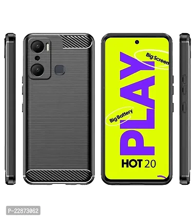 Fastship Silicone Rubber Hybrid Case Case Back Cover for Infinix X6825  HOT 20Play  Black-thumb2