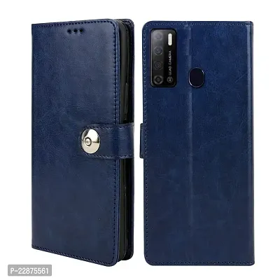 Fastship Cover vivo Y21T Flip Cover  Wallet Stylish Button Magnetic Closure Book Cover Leather Flip Case for vivo Y21T  Blue