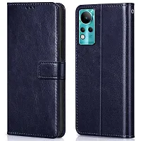 Fastship Cover Leather Wallet Stand Magnetic Closure Flip Cover for Infinix Note 11  Navy Blue-thumb1