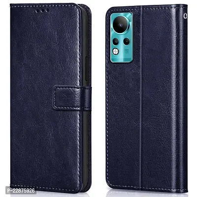 Fastship Cover Leather Wallet Stand Magnetic Closure Flip Cover for Infinix Note 11  Navy Blue-thumb2