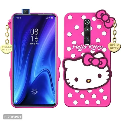 Fastship Silicone Soft Hello Kitty with Pendant Case Proper fit Back Cove for Mi Redmi K20  Pink