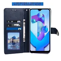 Fastship Genuine Leather Finish Flip Cover for SAMSUNG A55 5G - SM-A556E | Inside Back TPU Wallet Button Magnetic Closure for SAMSUNG Galaxy A55 5G - Navy Blue-thumb3