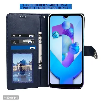 Fastship Genuine Leather Finish Flip Cover for SAMSUNG A55 5G - SM-A556E | Inside Back TPU Wallet Button Magnetic Closure for SAMSUNG Galaxy A55 5G - Navy Blue-thumb4