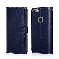 Fastship Vintage Magnatic Button Case Inside Build Back TPU Stand View Lether Flip Cover for Apple I Phone 6G  Blue-thumb1