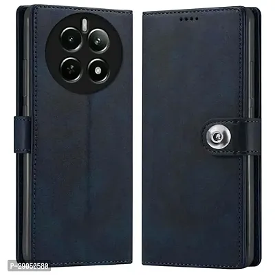 Fastship Genuine Leather Finish Flip Cover for Realme Narzo 70Pro 5G | Inside Back TPU Wallet Button Magnetic Closure for Realme Narzo 70 Pro 5G- Navy Blue-thumb0