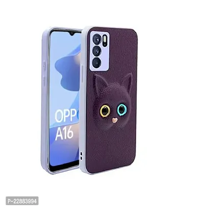 Coverage Eye Cat Silicon Case Back Cover for Oppo A16  3D Pattern Cat Eyes Case Back Cover Case for Oppo CPH2269  Oppo A16  Jam Purple