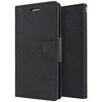 Coverage Imported Canvas Cloth Smooth Flip Cover for Vivo 2018  Vivo V20Pro  Inside TPU  Inbuilt Stand  Wallet Back Cover Case Stylish Mercury Magnetic Closure  Black-thumb1