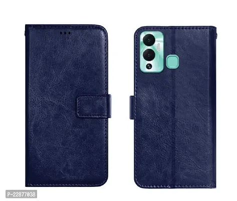 Coverage New case Leather Finish Inside TPU Back Case Wallet Stand Magnetic Closure Flip Cover for Infinix HOT 12 Play  Blue
