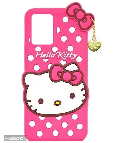 Fastship Rubber Kitty with Cat Eye Latkan Case Back Cove for Realme RMX3471 Realme 9Pro  Dark Pink