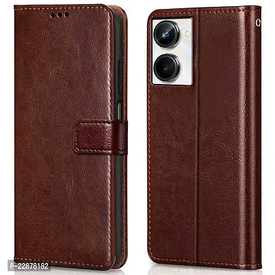 Fastship Cases Vintage Magnatic Closer Leather Flip Cover for Realme RMX3630  Realme 10  Executive Brown-thumb2