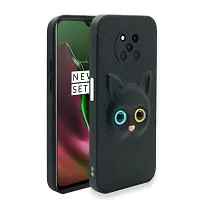 Coverage Coloured 3D POPUP Billy Eye Effect Kitty Cat Eyes Leather Rubber Back Cover for Poco X3  Pitch Black-thumb1