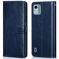 Fastship Vintage Magnatic Closer Leather Flip Cover for Nokia C12 Android 12  Cobalt Blue-thumb1