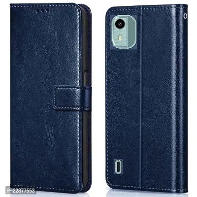 Fastship Vintage Magnatic Closer Leather Flip Cover for Nokia C12 Android 12  Cobalt Blue-thumb2