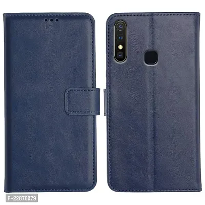 Fastship Vintage Magnatic Closer Leather Flip Cover for Infinix X650C  Hot 8  Navy Blue-thumb2