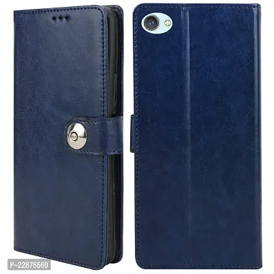 Fastship Cover Vivo Y55 Flip Cover  Wallet Stylish Button Magnetic Closure Book Cover Leather Flip Case for Vivo Y55  Blue-thumb2