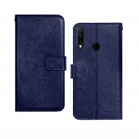 Fastship Vintage Magnatic Button Case Inside Build Back TPU Stand View Lether Flip Cover for Lenovo K10Note  Blue-thumb1