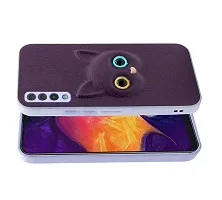 Fastship Coloured 3D POPUP Billy Eye Effect Kitty Cat Eyes Leather Rubber Back Cover for Samsung Galaxy A50  Purple-thumb1