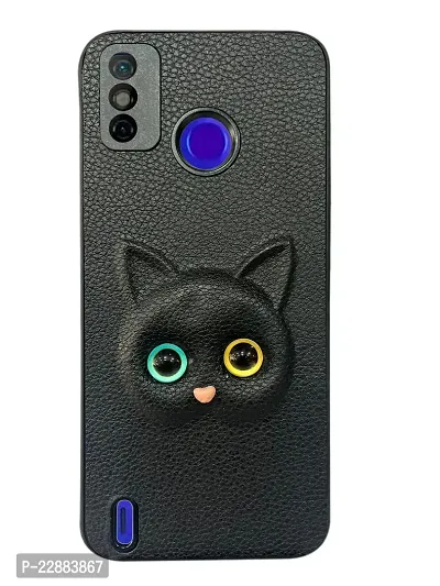 Coverage Colour Eye Cat Soft Kitty Case Back Cover for Tecno Spark Go 2020  Faux Leather Finish 3D Pattern Cat Eyes Case Back Cover Case for Tecno KE5  Spark Go 2020  Jam Purple-thumb0