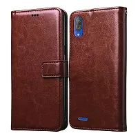 Fastship Vintage Magnatic Button Case Inside Build Back TPU Stand View Lether Flip Cover for GIONEE F11  Brown-thumb1