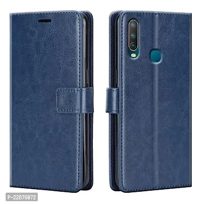 Fastship Leather Finish Inside TPU Wallet Stand Magnetic Closure Flip Cover for Honor 20i  Navy Blue-thumb0