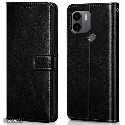 Fastship New Leather Finish Inside TPU Wallet Stand Magnetic Closure Flip Cover for MI Poco C51  Venom Black-thumb0