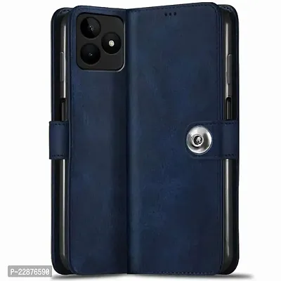 Fastship New Leather Finish Flip Cover for Realme RMX3761  Narzo N53  Inside Back TPU  Stand  Wallet Button Magnetic Closure for realme Narzo N53  Navy Blue-thumb2