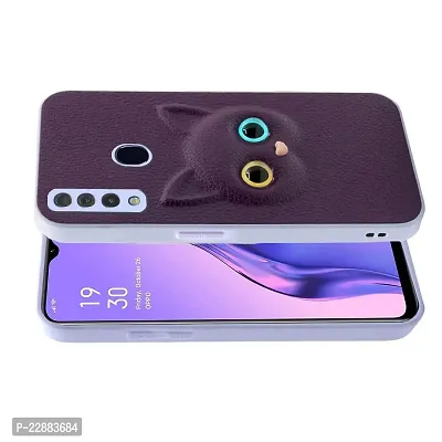 Fastship Colour Eye Cat Soft Kitty Case Back Cover for Oppo A31  Faux Leather Finish 3D Pattern Cat Eyes Case Back Cover Case for Oppo CPH2015  A31  Jam Purple-thumb0