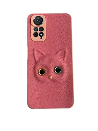 Fastship Coloured 3D POPUP Billy Eye Effect Kitty Cat Eyes Leather Rubber Back Cover for Redmi Note 11s  Baby Pink-thumb1