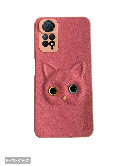 Fastship Coloured 3D POPUP Billy Eye Effect Kitty Cat Eyes Leather Rubber Back Cover for Redmi Note 11s  Baby Pink-thumb2