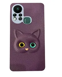 Coverage Colour Eye Cat Soft Kitty Case Back Cover for Infinix Hot 11s  Faux Leather Finish 3D Pattern Cat Eyes Case Back Cover Case for Infinix X6812  Hot 11s  Jam Purple-thumb1