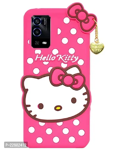 Fastship Rubber Kitty with Cat Eye Latkan Case Back Cove for Oppo CPH2321 Oppo A53s 5G  Dark Pink-thumb2