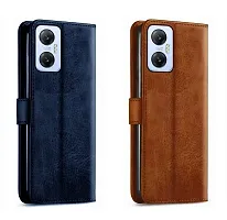 Fastship Case Leather Finish Combo 2 Flip Cover for Infinix X666 / HOT 20 5G | Wallet Button Magnetic for Infinix HOT 20 5G - Brown / Blue-thumb1