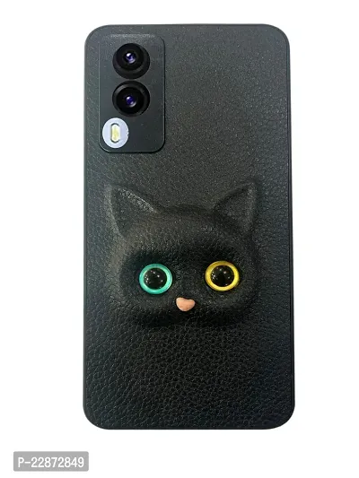 Coverage Eye Cat Silicon Case Back Cover for Vivo V21e  3D Pattern Cat Eyes Case Back Cover Case for Vivo V2055  V21e 5G  Black