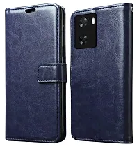 Fastship Leather Finish Inside TPU Back Case Wallet Stand Magnetic Closure Flip Cover for Oppo A 57e  Blue-thumb1