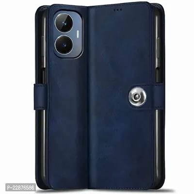 Fastship Cover Case Realme C55 Flip Cover Inside Pockets Wallet Stylish Button Magnetic Closure Book Cover Leather Flip Case for Realme C55  Blue-thumb0